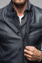 Axel's Florence Collection Venice Deerskin Jacket In Blue Mens - Outerwear - Leather
