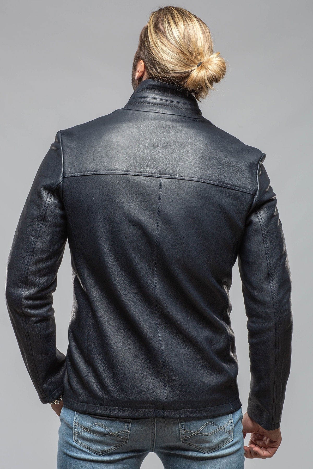 Axel's Florence Collection Venice Deerskin Jacket In Blue Mens - Outerwear - Leather
