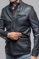 Axel's Florence Collection Venice Deerskin Jacket In Blue Mens - Outerwear - Leather