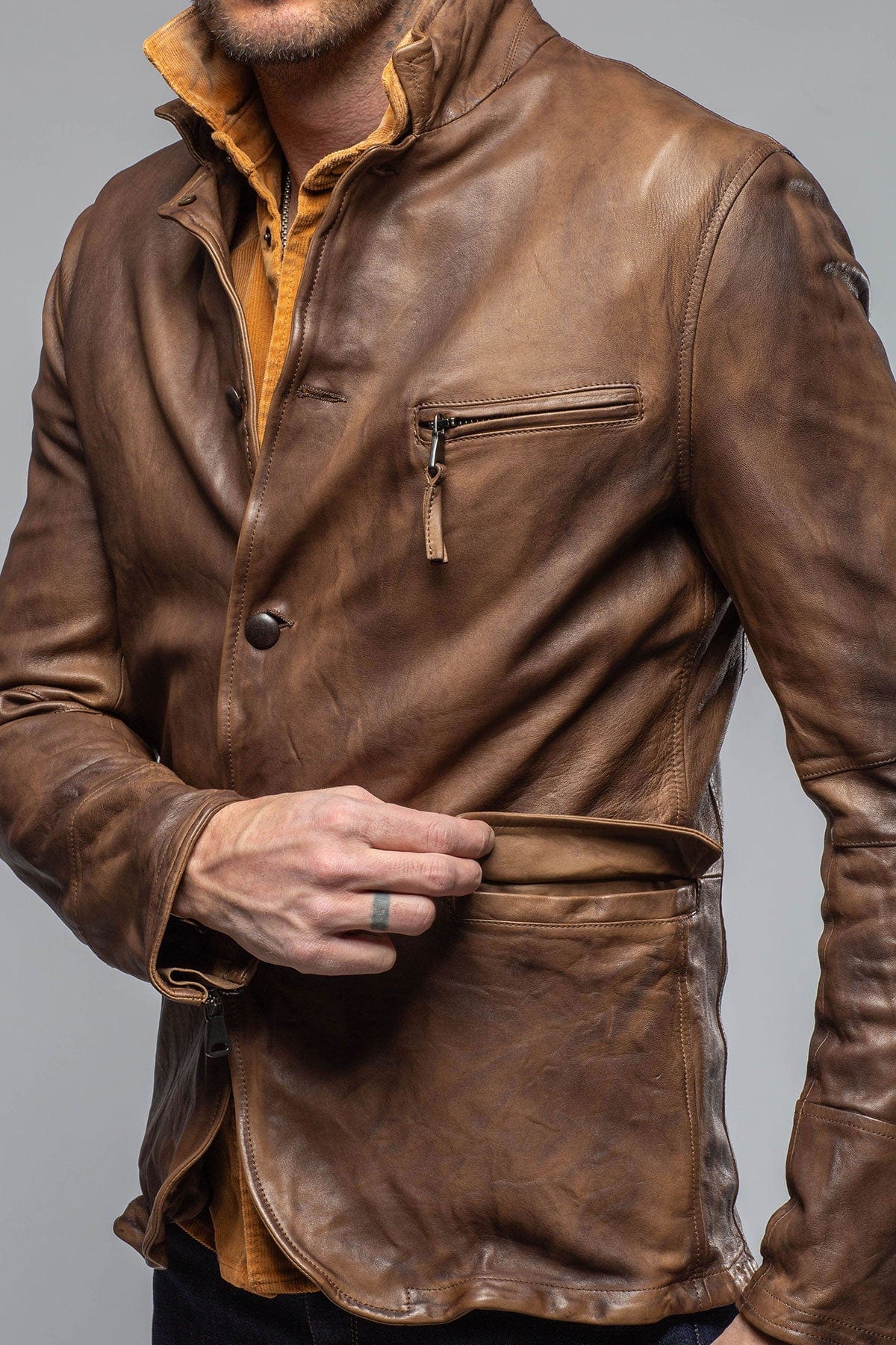 Axel's-Garr Chance Blazer In Chocolate Mens - Outerwear - Leather