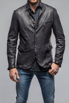 Chance Leather Blazer In Navy - AXEL'S