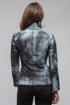 Greta Distressed Leather Blazer In Charcoal - AXEL'S