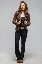 Axel's-Garr Greta Distressed Leather Blazer In Tobacco Ladies - Outerwear - Leather