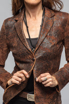 Greta Distressed Leather Blazer In Tobacco - AXEL'S