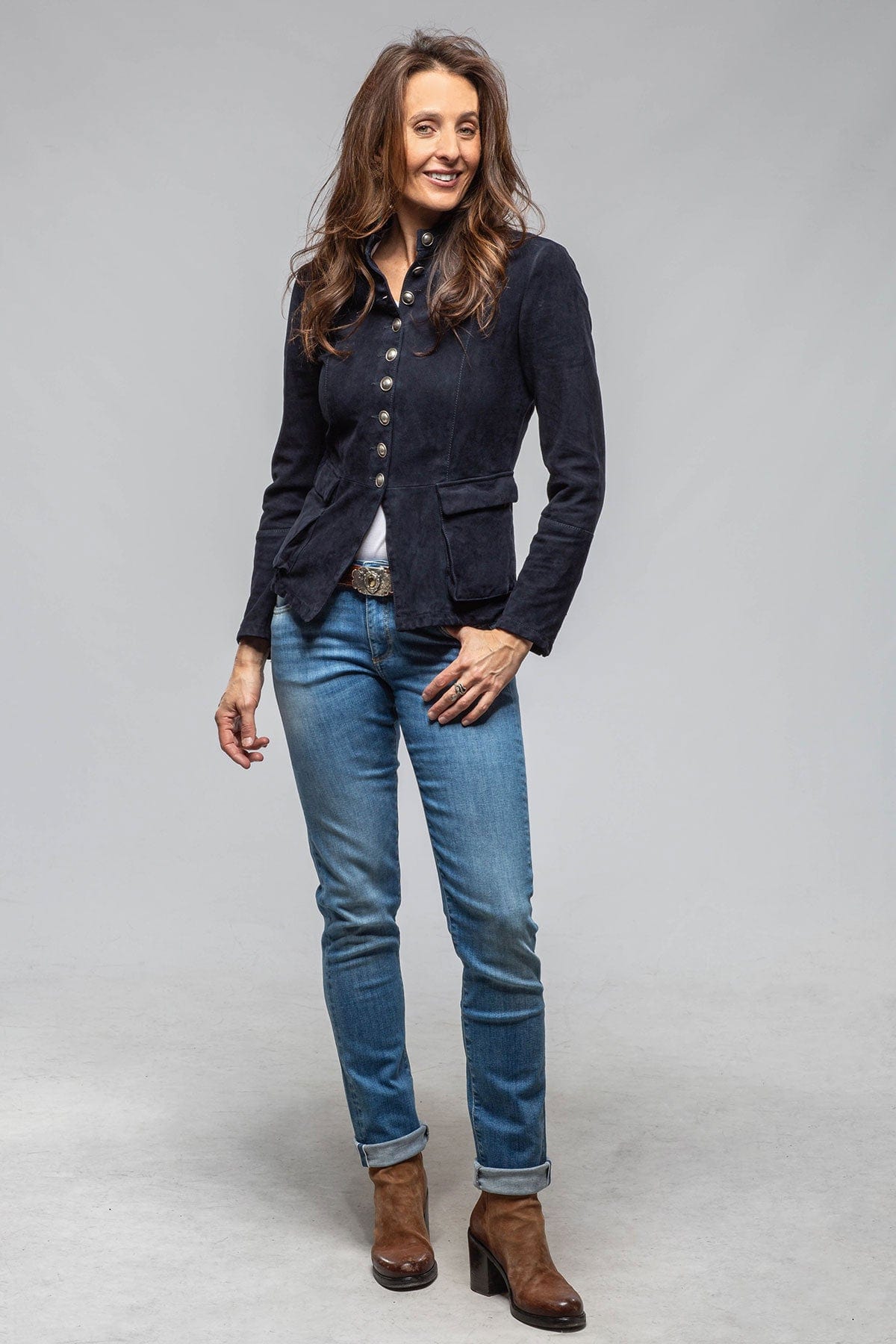 Axel's Renegade Scarlet Washed Suede Shirt In Deep Sea | Ladies - Outerwear - Leather