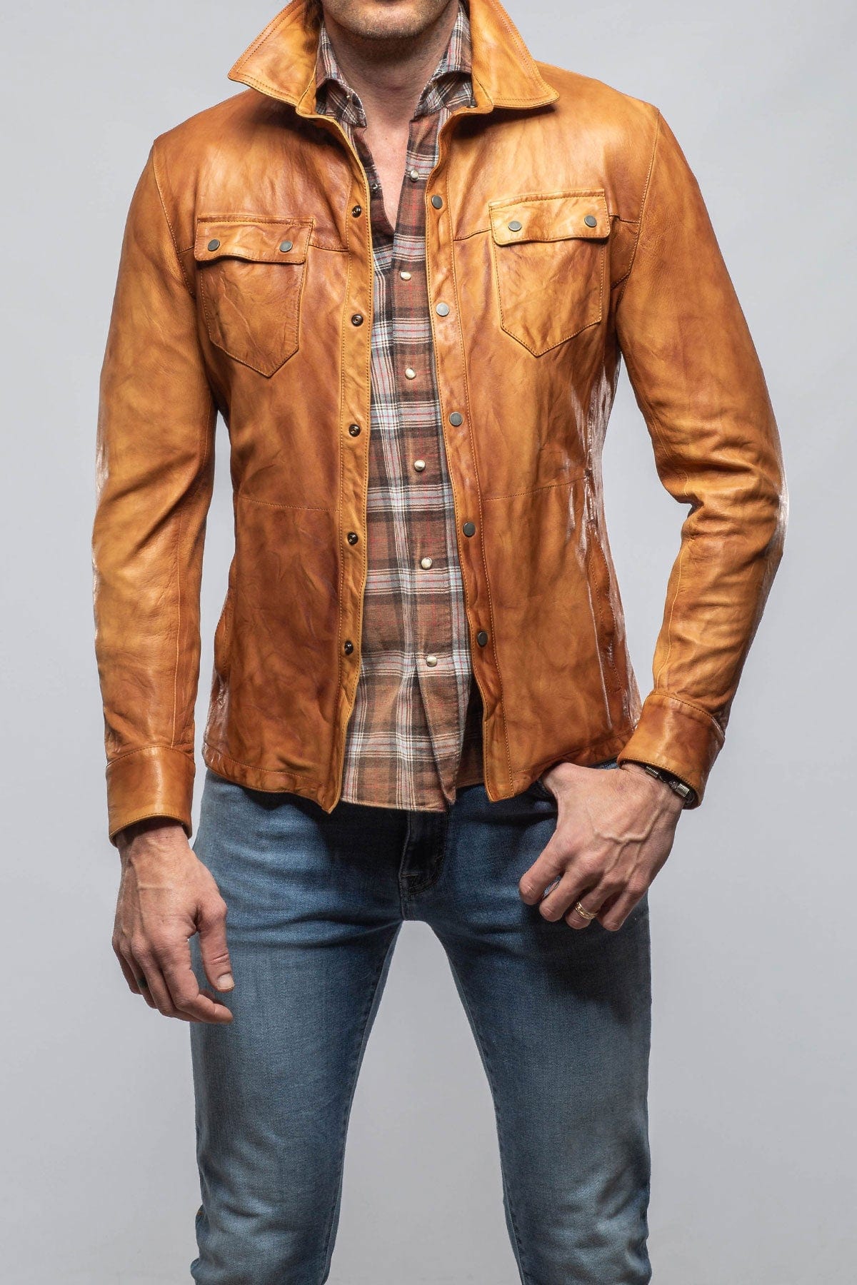 Axel's Renegade Tame Leather Shirt In Antique Brown | Mens - Outerwear - Leather