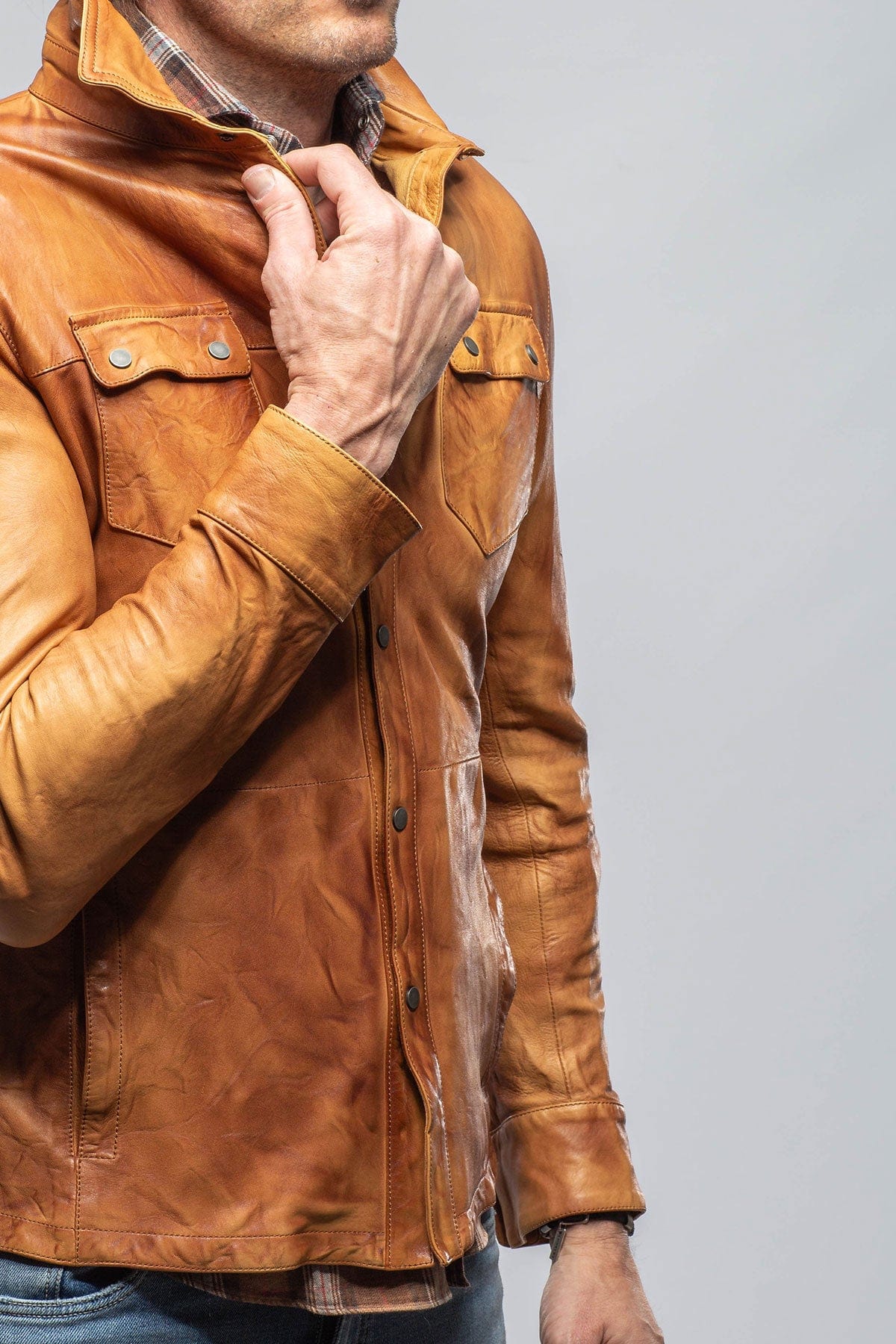 Axel's Renegade Tame Leather Shirt In Antique Brown | Mens - Outerwear - Leather