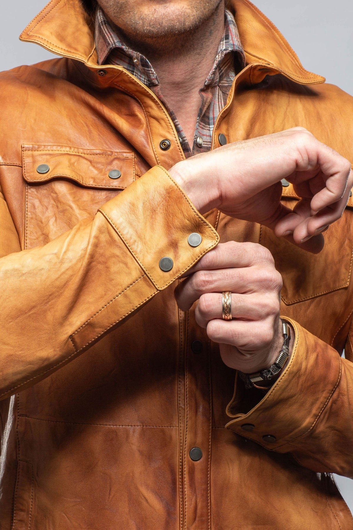 Axel's Renegade by Garrett Tame Leather Shirt In Antique Brown