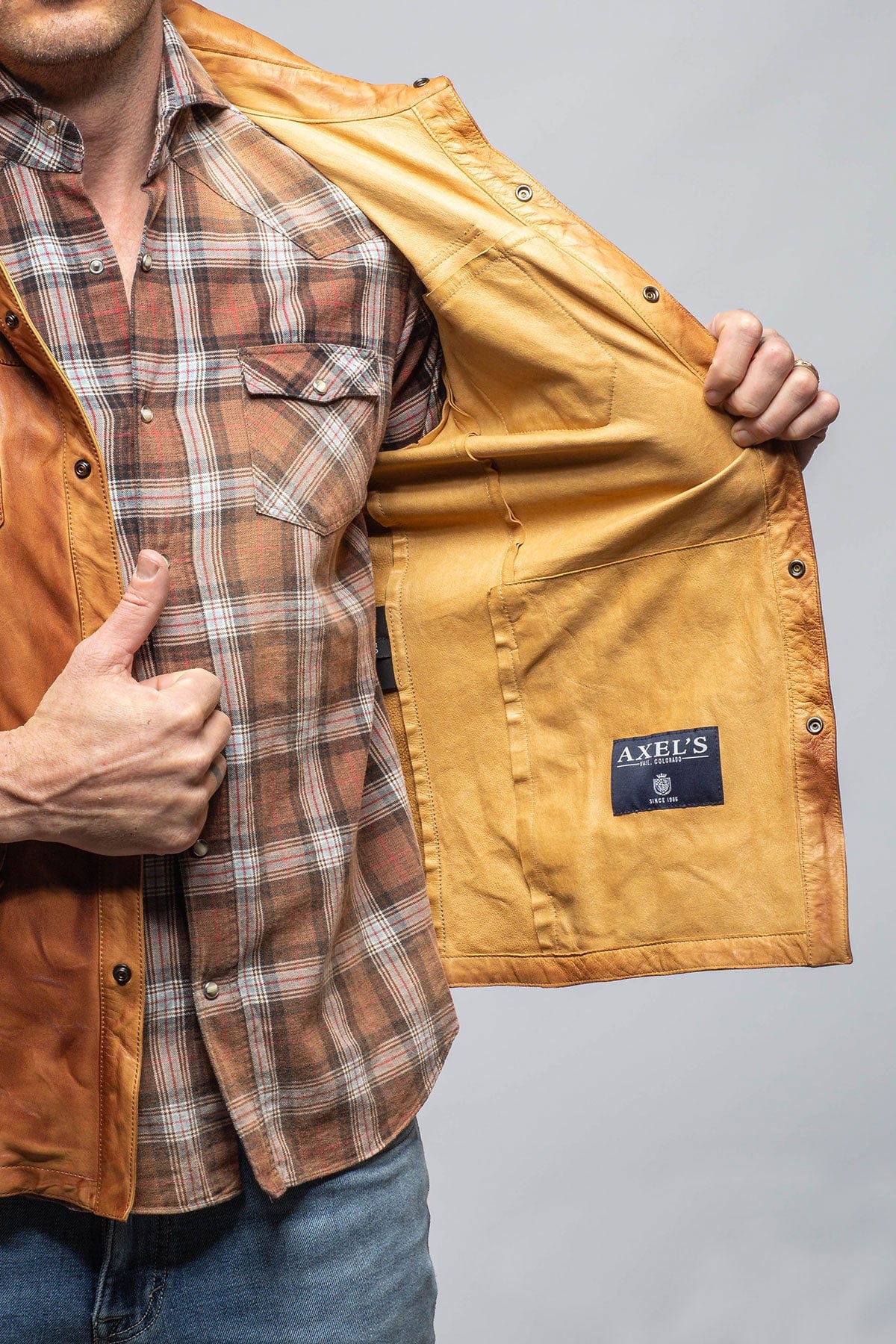 Axel's Renegade by Garrett Tame Leather Shirt In Antique Brown