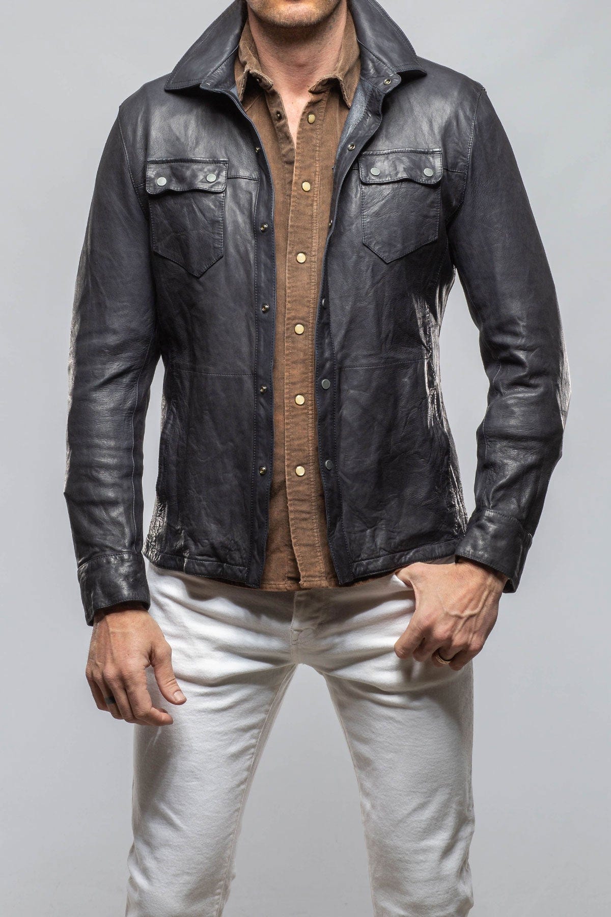 Tame Leather Shirt In Navy - AXEL'S