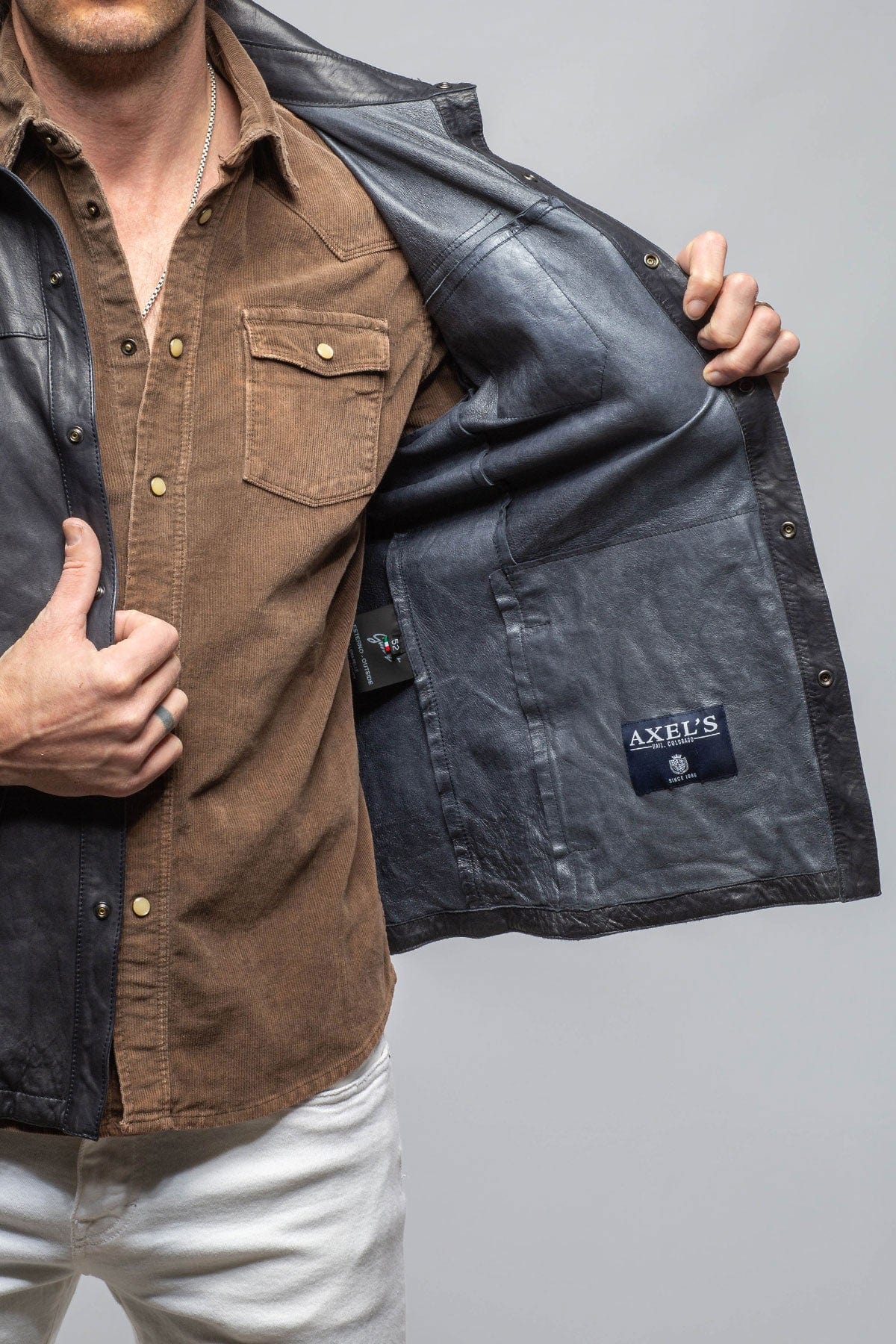 Tame Leather Shirt In Navy - AXEL'S