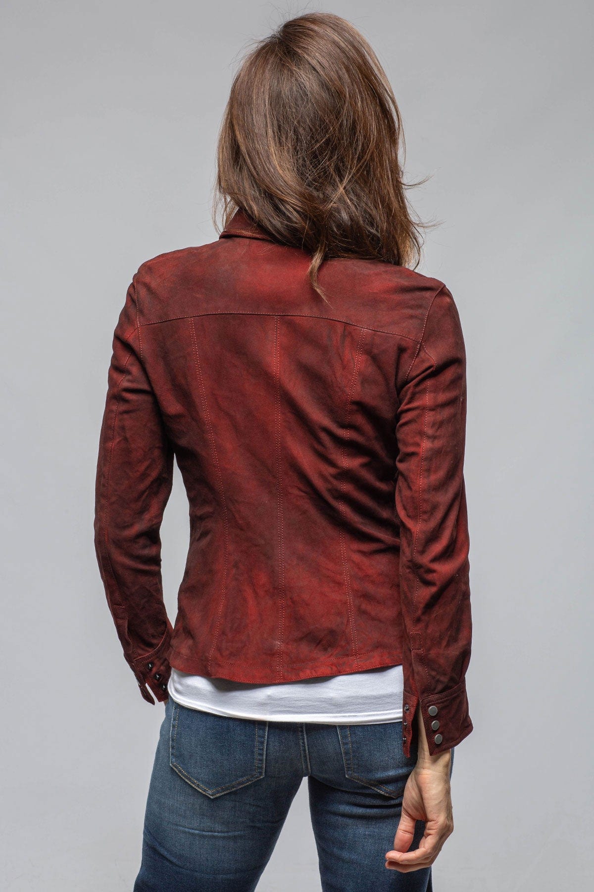 Axel's Renegade Yarrow Washed Suede Shirt In Charred Red | Ladies - Outerwear - Leather