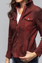 Yarrow Washed Suede Shirt In Charred Red - AXEL'S