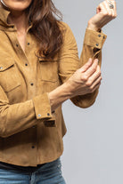 Axel's Giulia Suede Snap Shirt In Biscotti Ladies - Outerwear - Leather