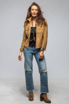 Axel's Giulia Suede Snap Shirt In Biscotti Ladies - Outerwear - Leather