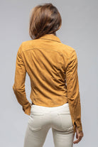 Giulia Suede Snap Shirt in Camel - AXEL'S