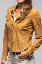 Giulia Suede Snap Shirt in Camel - AXEL'S