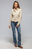 Giulia Suede Snap Shirt in Stone - AXEL'S