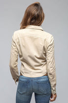 Giulia Suede Snap Shirt in Stone - AXEL'S