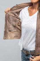 Mila Lightweight Leather Jacket In Stone - AXEL'S