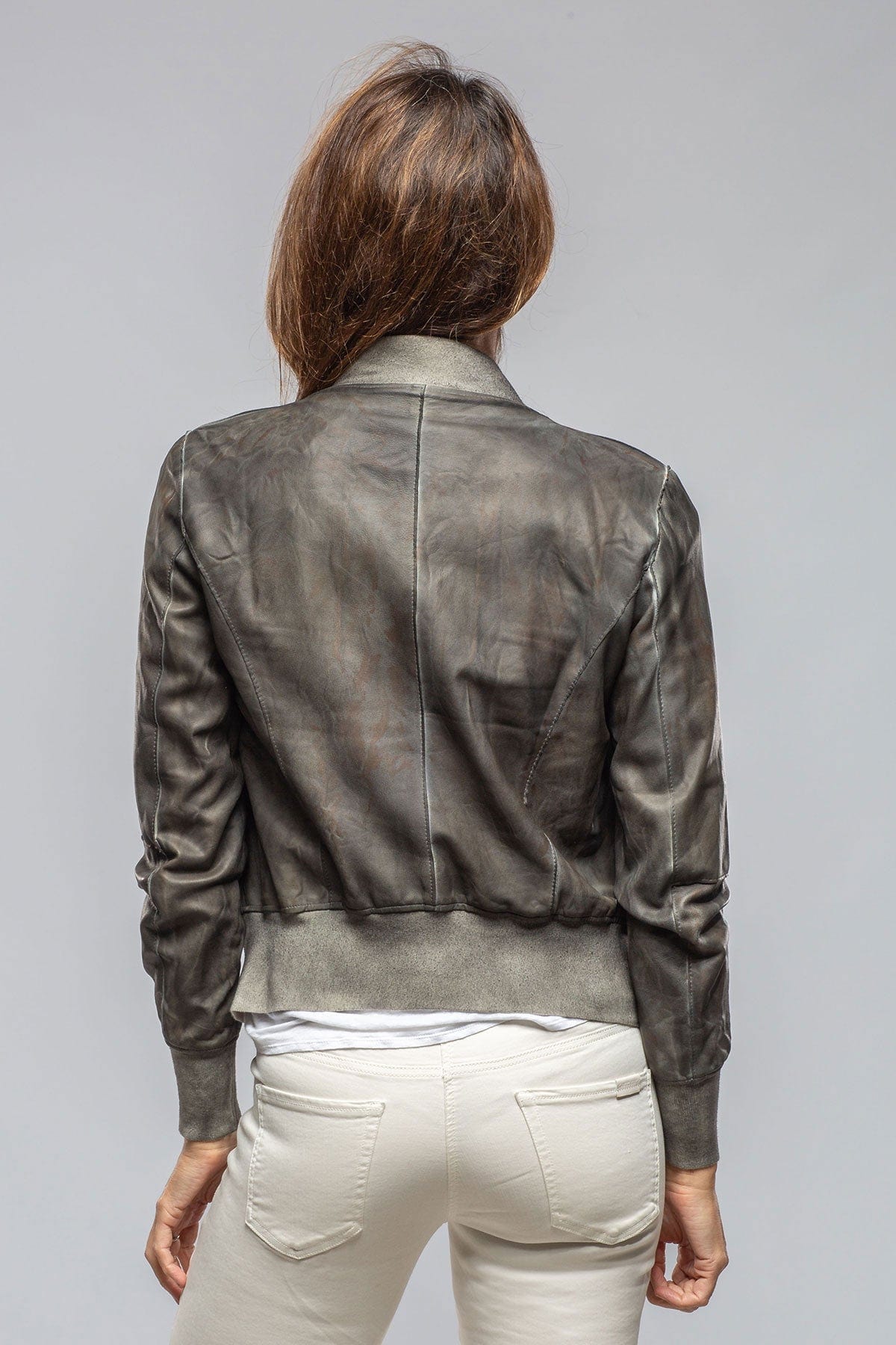 Mila Lightweight Leather Jacket In Storm - AXEL'S