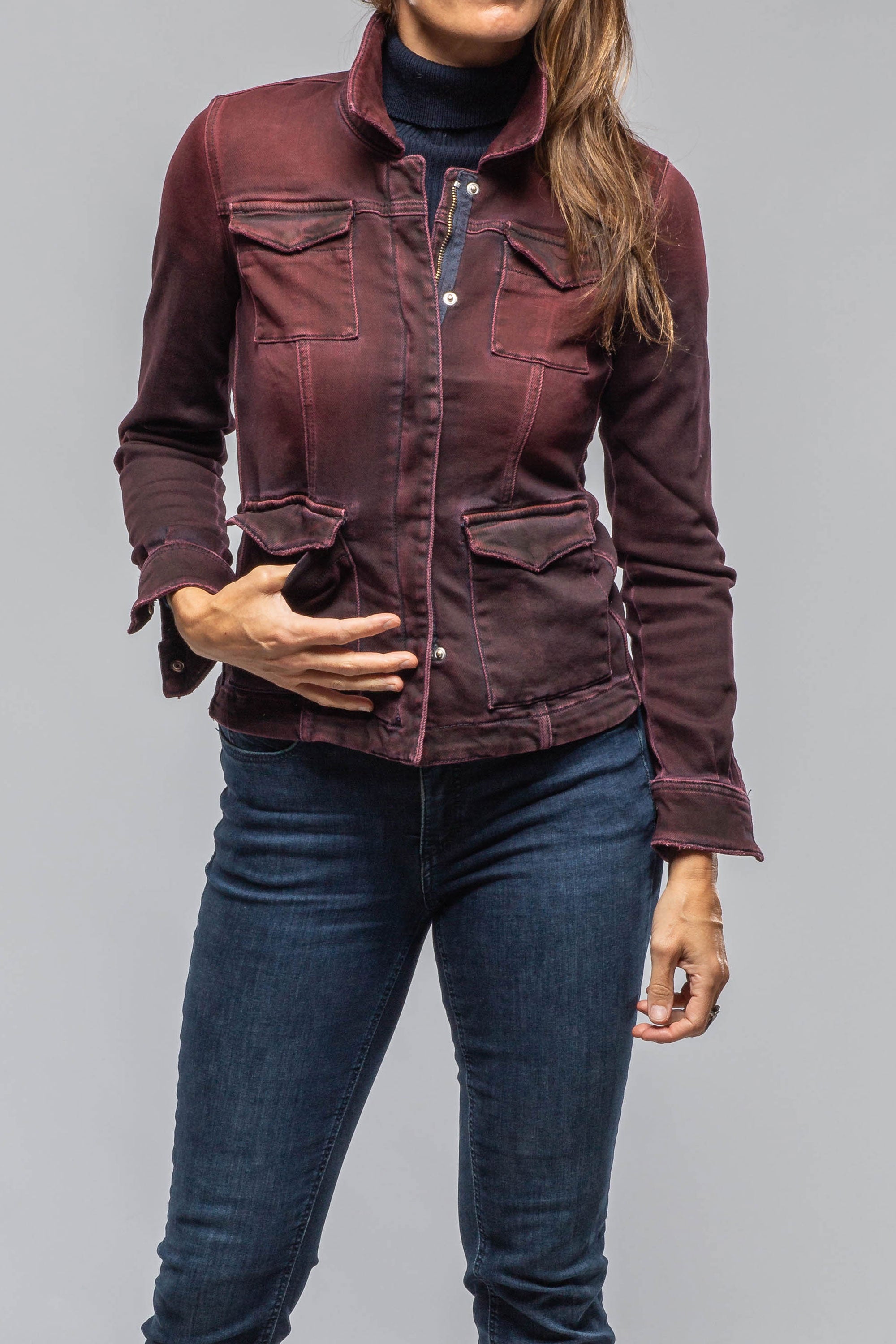 Axel's Premium Denim Beale Over-Dyed Denim Jacket In Bordeaux Ladies - Outerwear - Lightweight