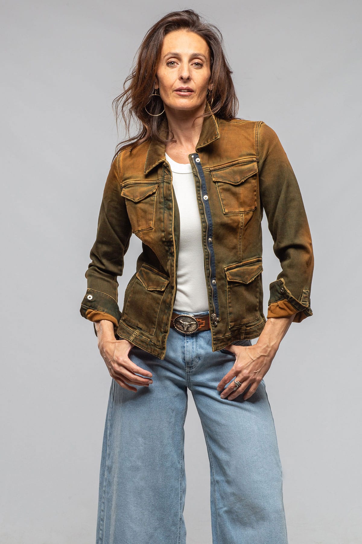 Beale Over-Dyed Denim Jacket In Papaya - AXEL'S