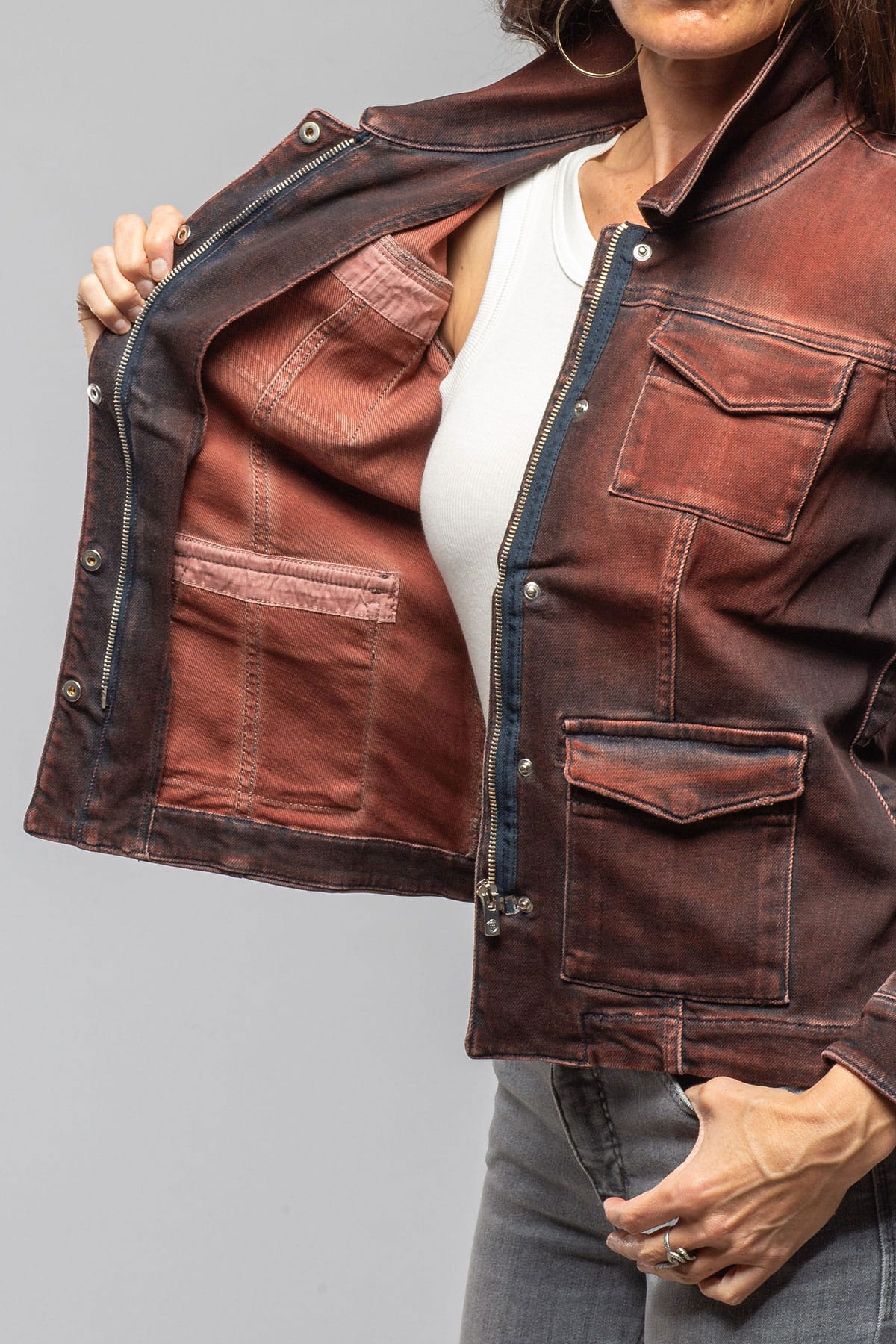 Axel's Premium Denim Beale Over-Dyed Denim Jacket In Ruggine Rust