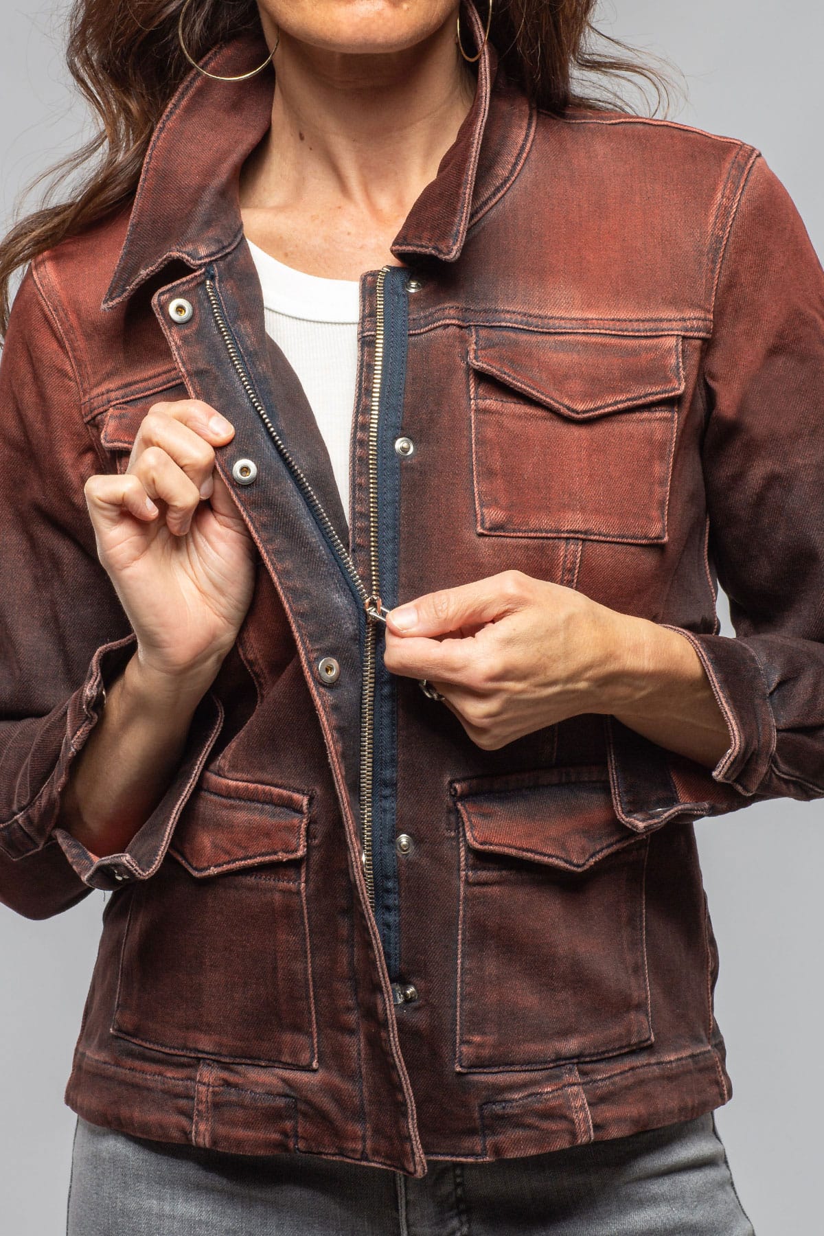 Axel's Premium Denim Beale Over-Dyed Denim Jacket In Ruggine Rust