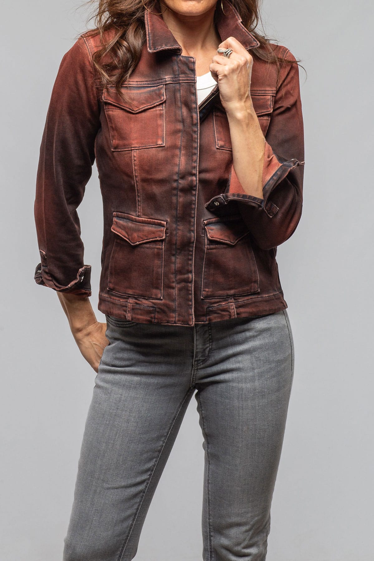 Axel's Premium Denim Beale Over-Dyed Denim Jacket In Ruggine Rust