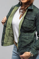 Axel's Premium Denim Beale Over-Dyed Moleskin Jacket In Avocado Ladies - Outerwear - Lightweight