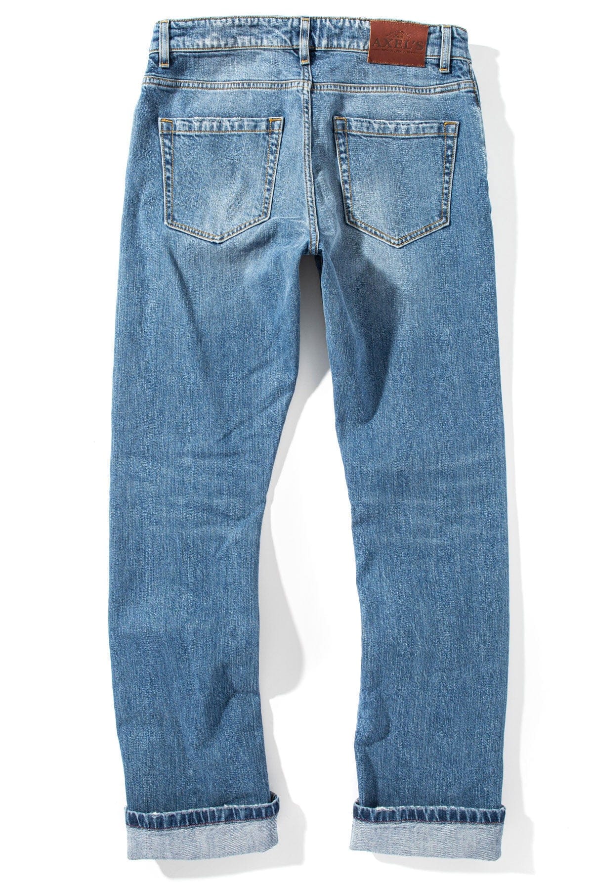 Axel's Premium Denim Callum Selvedge Straight Denim In Mid Blue Mens - Pants - 5 Pocket