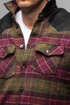 Axel's Premium Denim Colter JZ Plaid Sherpa Jacket In Olive Wine Mens - Outerwear - Lightweight