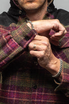 Axel's Premium Denim Colter JZ Plaid Sherpa Jacket In Olive Wine Mens - Outerwear - Lightweight