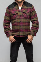 Axel's Premium Denim Colter JZ Plaid Sherpa Jacket In Olive Wine Mens - Outerwear - Lightweight