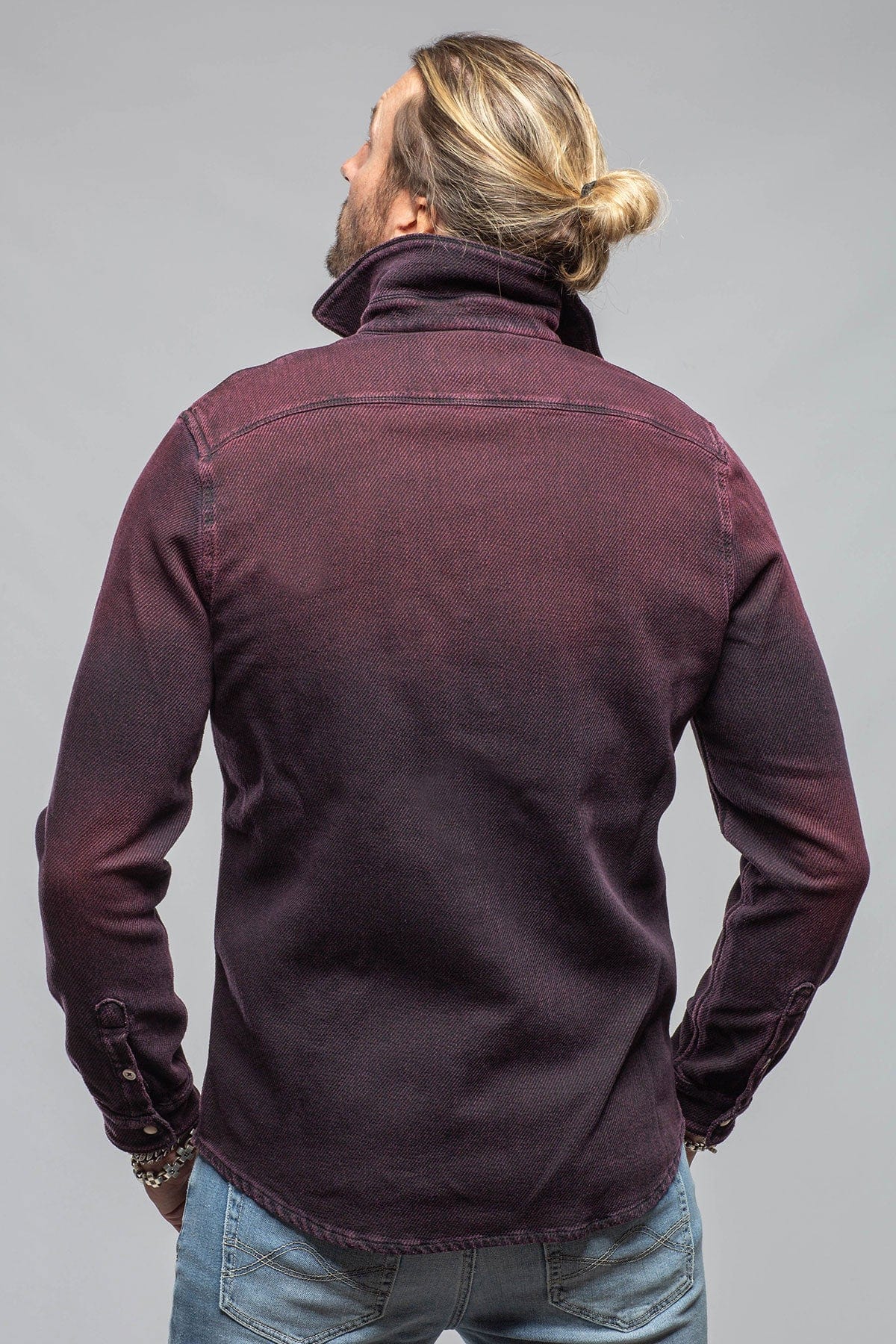 Axel's Premium Denim Cutter Knit Snap Shirt In Bordeaux Mens - Snap Shirts