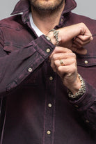 Axel's Premium Denim Cutter Knit Snap Shirt In Bordeaux Mens - Snap Shirts