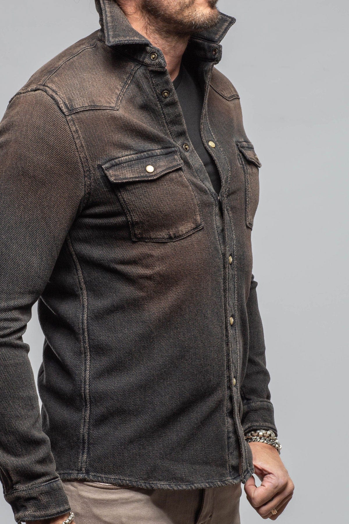 Axel's Premium Denim Cutter Knit Snap Shirt In Desert Mens - Snap Shirts
