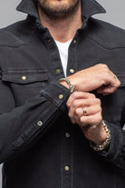 Axel's Premium Denim Cutter Knit Snap Shirt In Nero Mens - Snap Shirts