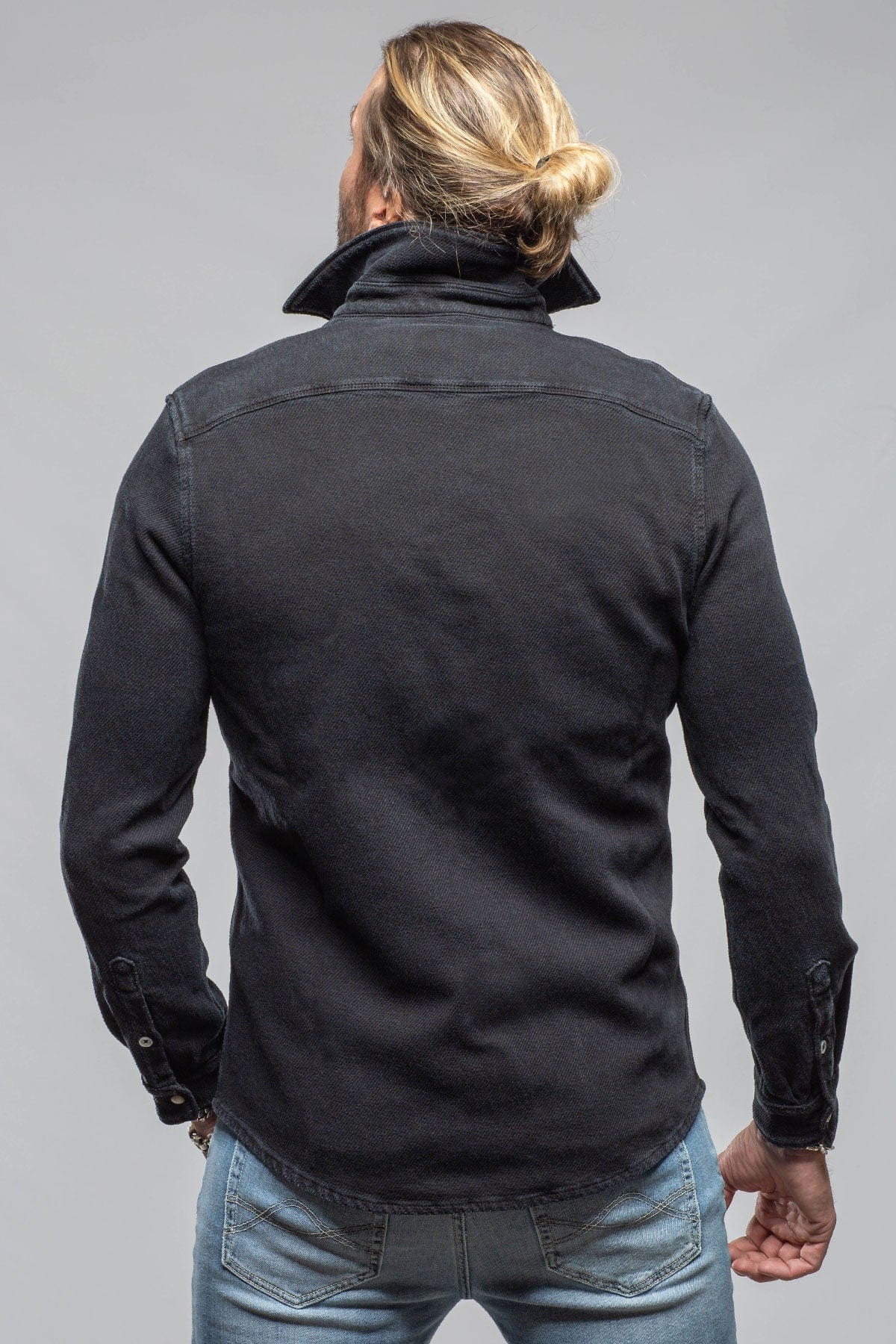Axel's Premium Denim Cutter Knit Snap Shirt In Nero Mens - Snap Shirts