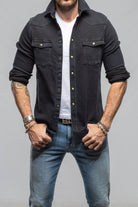 Axel's Premium Denim Cutter Knit Snap Shirt In Nero Mens - Snap Shirts