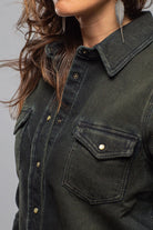 Axel's Premium Denim Dakota Western Knit Shirt In Iguana Overdye Ladies - Snap Shirts