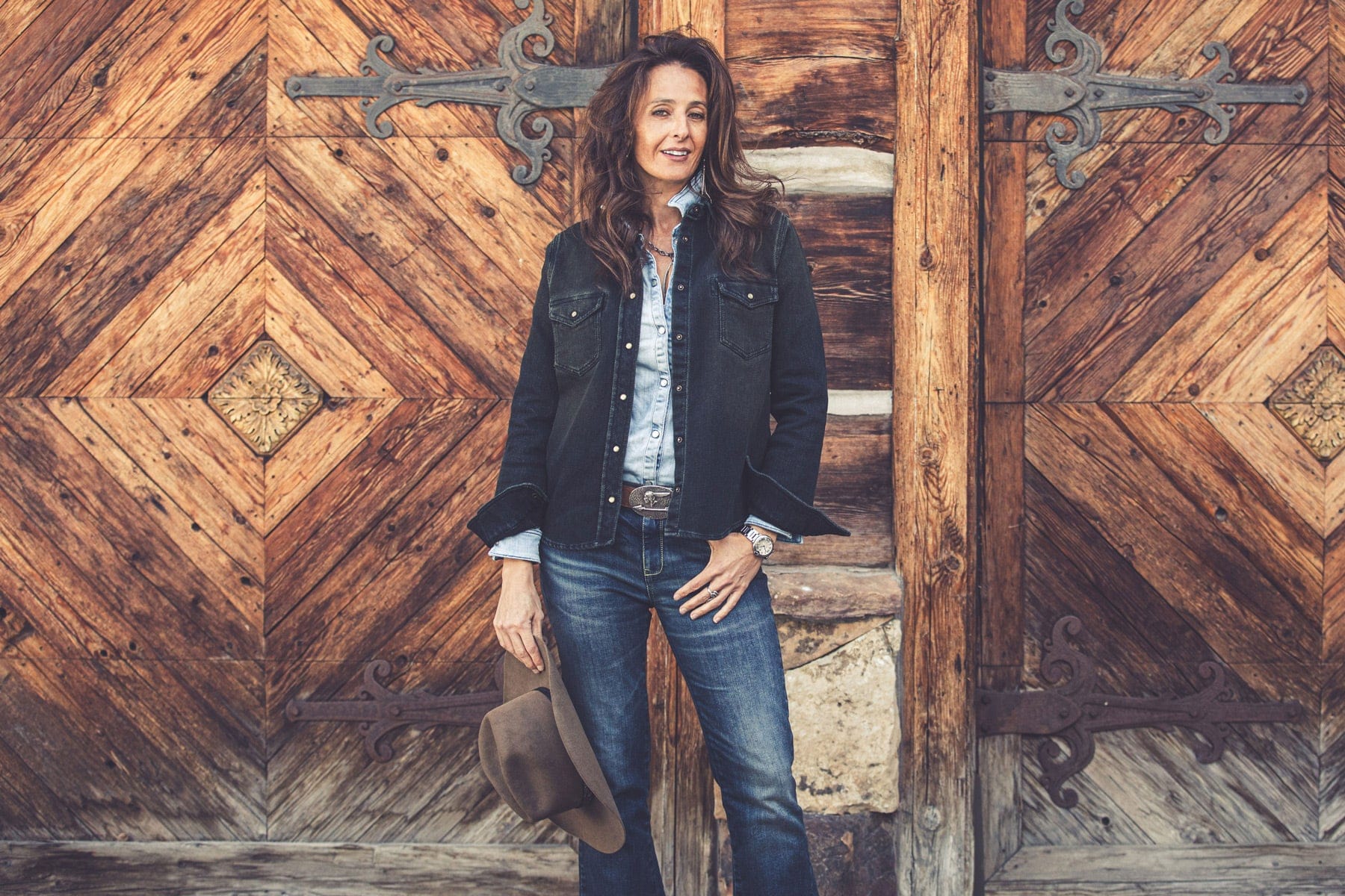 Axel's Premium Denim Dakota Western Knit Shirt In Iguana Overdye Ladies - Snap Shirts