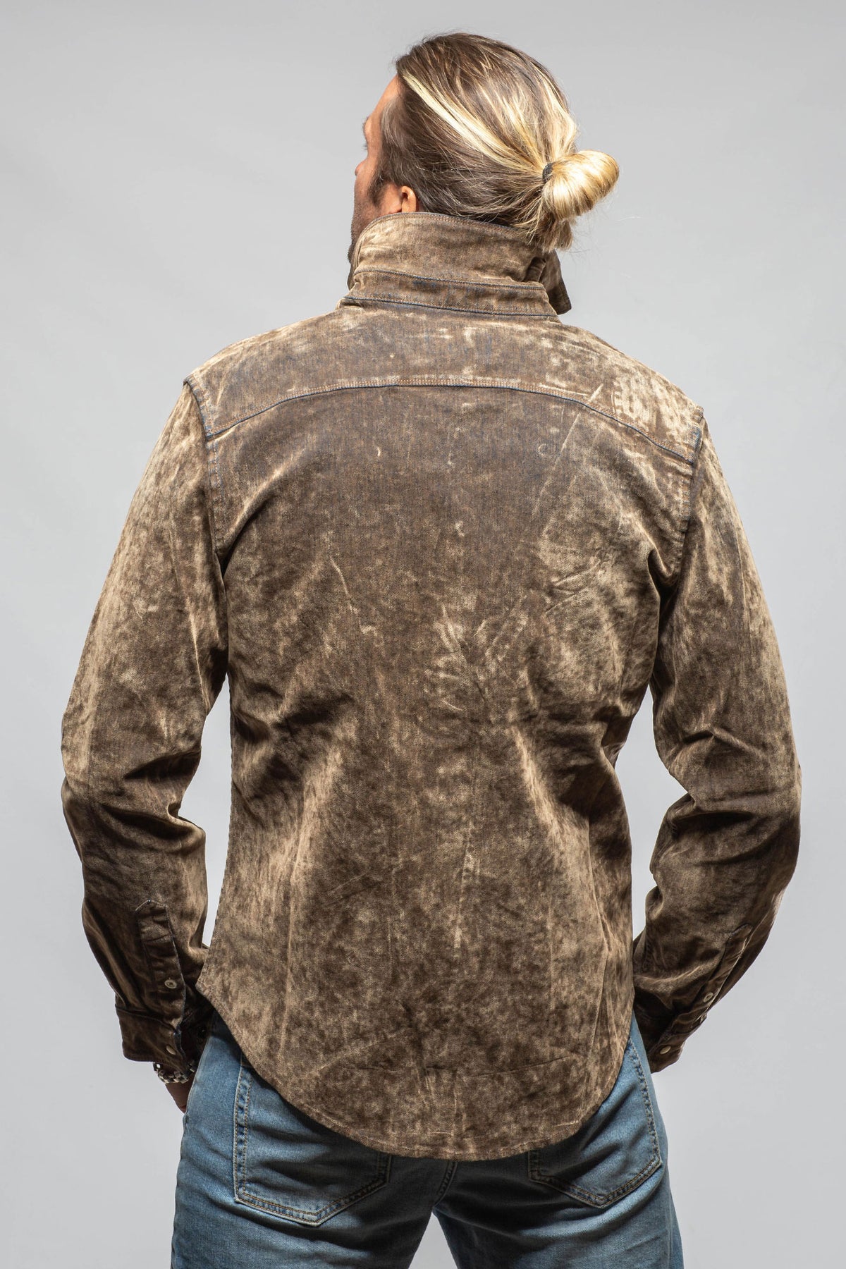 Axel's Premium Denim Joey Flocked Snap Shirt In Blue Gold Mens - Snap Shirts