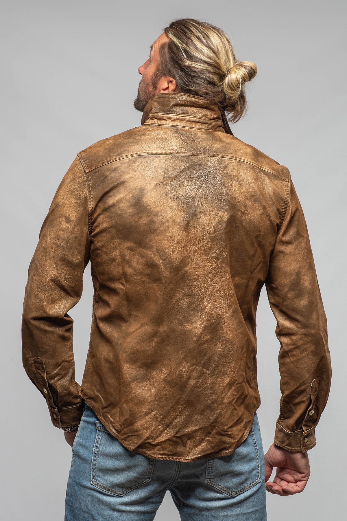 Axel's Premium Denim Joey II Leather Snap Shirt Mens - Snap Shirts