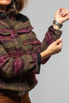 Axel's Premium Denim Kasey Plaid Sherpa Jacket In Olive Wine Ladies - Outerwear - Cloth