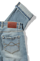 Kingman Denim In Light Wash Gold Stitch - AXEL'S