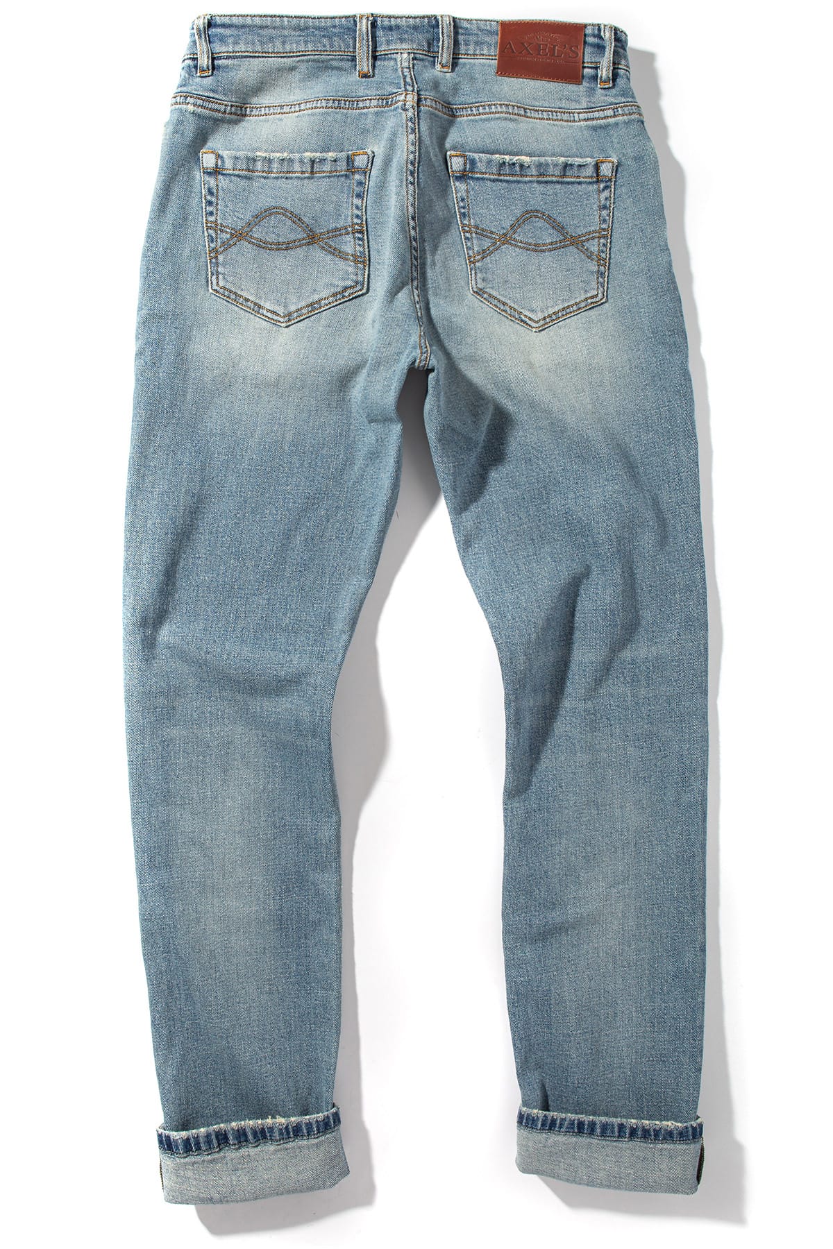 Kingman Denim In Light Wash Gold Stitch - AXEL'S