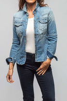 Maddi Fitted Snap Shirt In Distressed Light Wash - AXEL'S