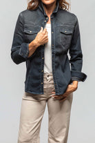 Maddi Fitted Western Snap Shirt In Antracite - AXEL'S
